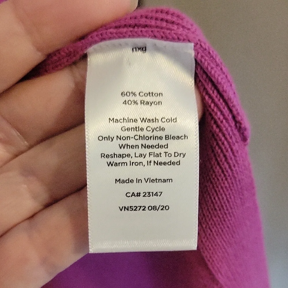 Talbots Magenta cotton blend V-Neck Long sleeve SzM ribbed Cardigan